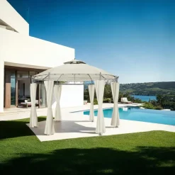 Terrasoverkappingen-tectake Tuinpaviljoen Siana Ø 3.5m, Crème