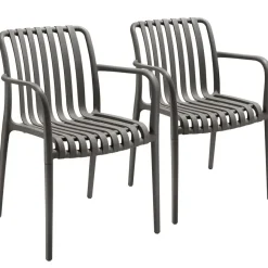 Tuinstoelen-tectake Tuinstoelen Alcudia, weerbestendig, stapelbaar, Antraciet
