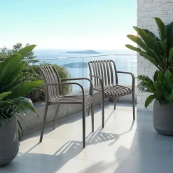 Tuinstoelen-tectake Tuinstoelen Alcudia, weerbestendig, stapelbaar, Antraciet
