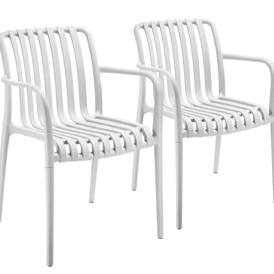 Tuinstoelen-tectake Tuinstoelen Alcudia, weerbestendig, stapelbaar, Crème