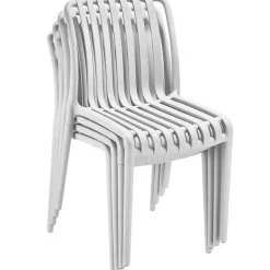 tectake Tuinstoelen Alcudia, weerbestendig, stapelbaar, Crème