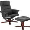 Fauteuils-tectake TV-fauteuil met krukje model I, Zwart/bruin