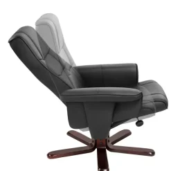 Fauteuils-tectake TV-fauteuil met krukje model I, Zwart/bruin