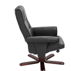 Fauteuils-tectake TV-fauteuil met krukje model I, Zwart/bruin