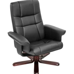 Fauteuils-tectake TV-fauteuil met krukje model I, Zwart/bruin