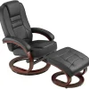 Fauteuils-tectake TV-fauteuil met krukje model 2, Zwart/bruin