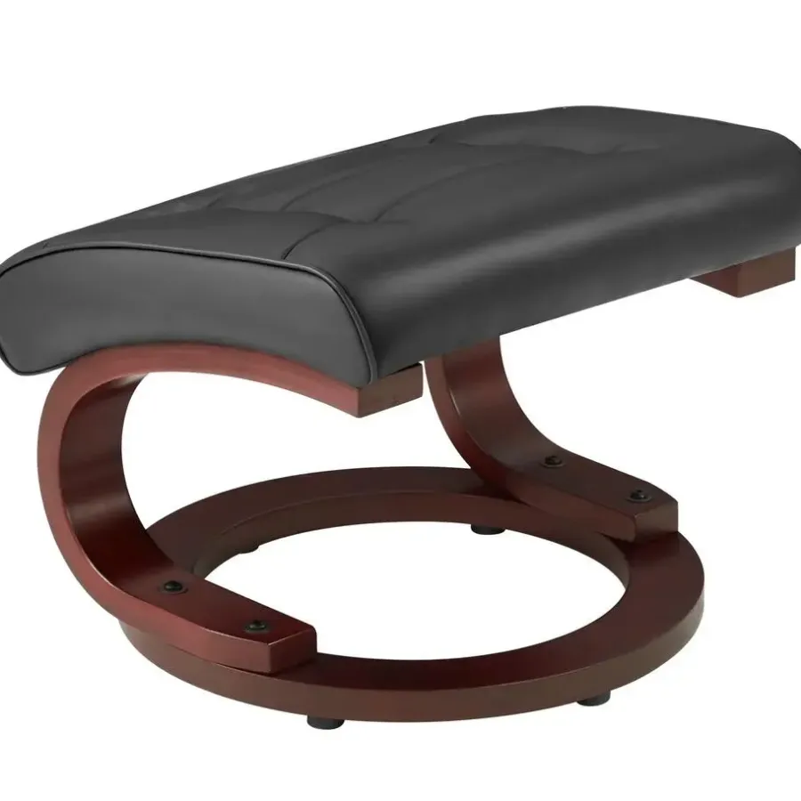 Fauteuils-tectake TV-fauteuil met krukje model 2, Zwart/bruin