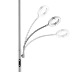 Staande Lampen-tectake Vloerlamp Auralis LED 20W, leeslamp, dimbaar, Mat Nikkel