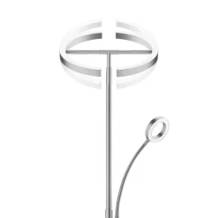 Staande Lampen-tectake Vloerlamp Auralis LED 20W, leeslamp, dimbaar, Mat Nikkel