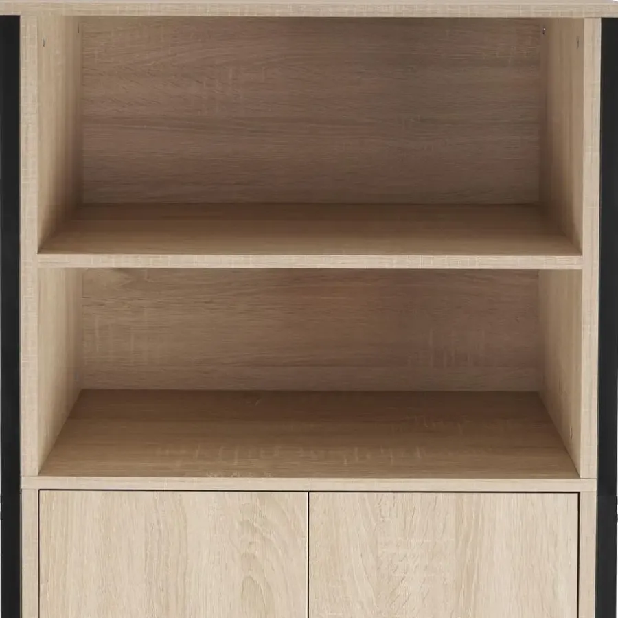 tectake Wandkast Doncaster 60x38x125cm, Industrieel Licht Hout, Eiken Sonoma