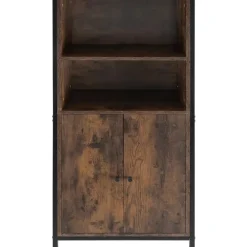 tectake Wandkast Doncaster 60x38x125cm, Industrieel Hout Donker, Rustiek