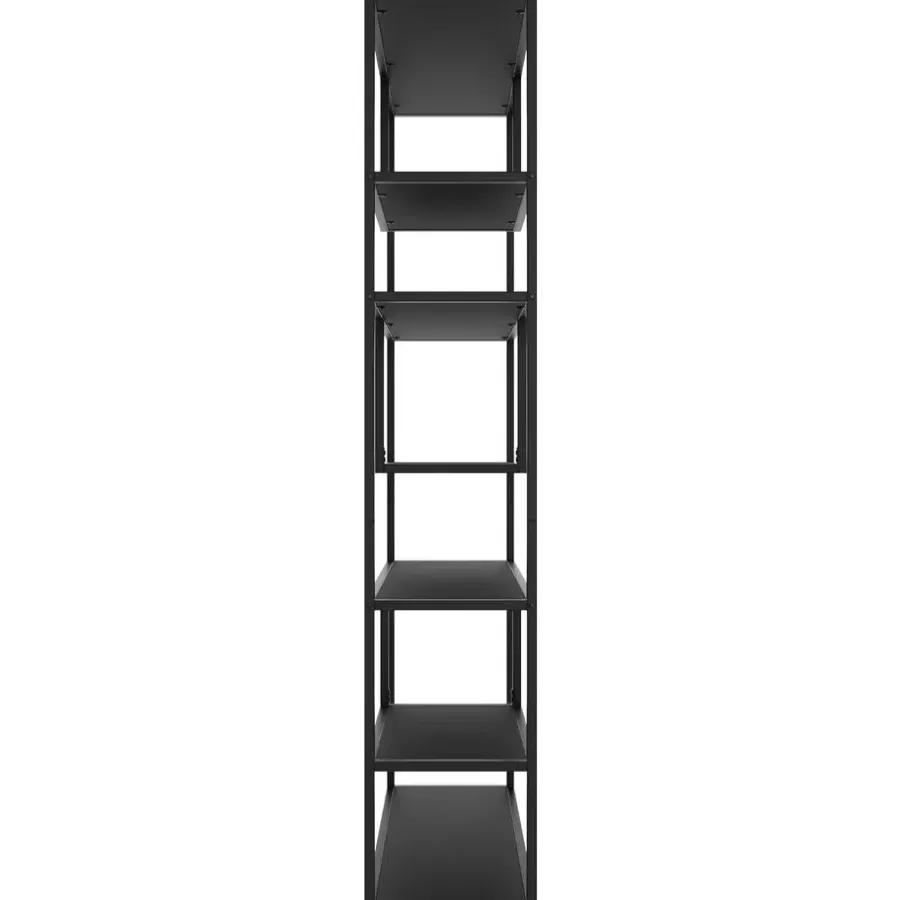Wandkasten-tectake Wandkast Venda met 6 vakken, industriële stijl, 85x35x188cm, Zwart