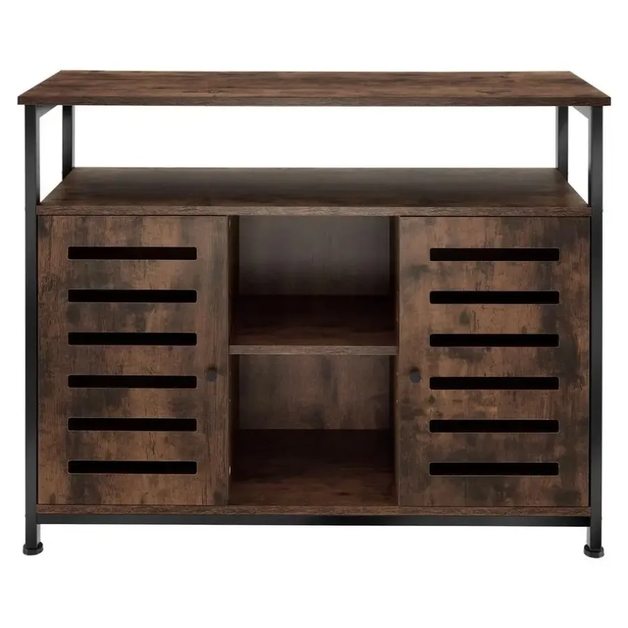 tectake Wandkast Warrington 100x37x82cm, Industrieel Hout Donker, Rustiek