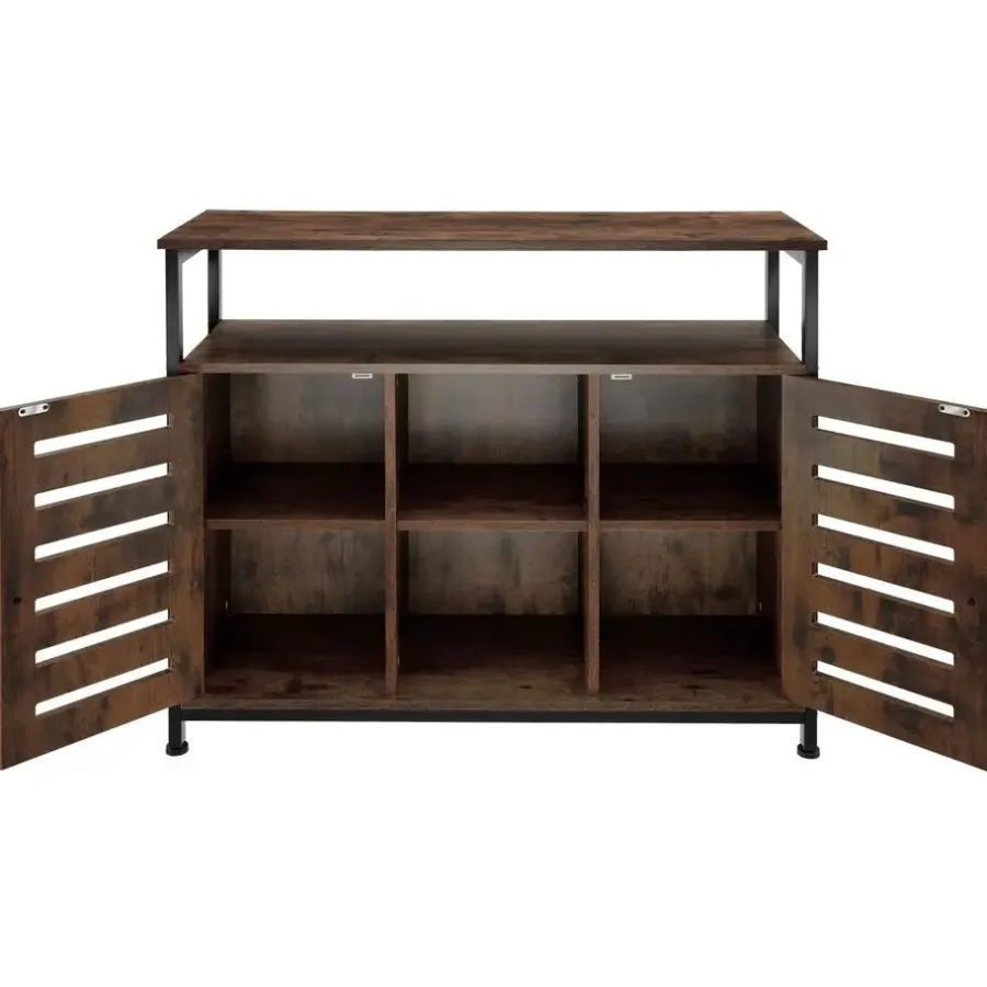 tectake Wandkast Warrington 100x37x82cm, Industrieel Hout Donker, Rustiek