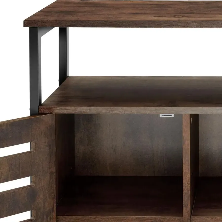 tectake Wandkast Warrington 100x37x82cm, Industrieel Hout Donker, Rustiek