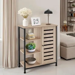 Wandkasten-tectake Wandkast 71x32x82cm, Industrieel Licht Hout, Eiken Sonoma