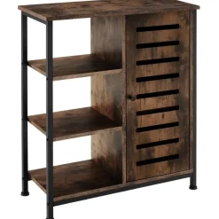 Wandkasten-tectake Wandkast 71x32x82cm, Industrieel Hout Donker, Rustiek
