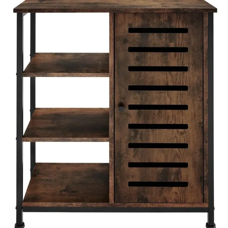 Wandkasten-tectake Wandkast 71x32x82cm, Industrieel Hout Donker, Rustiek