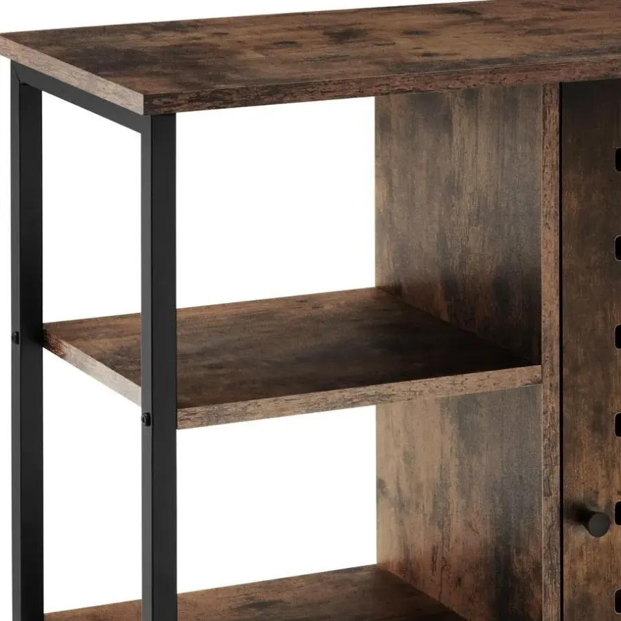 Wandkasten-tectake Wandkast 71x32x82cm, Industrieel Hout Donker, Rustiek