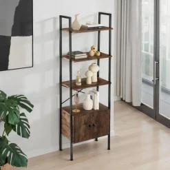 Wandkasten-tectake Wandrek Brentwood 57,5x34x173cm, Industrieel Hout Donker, Rustiek