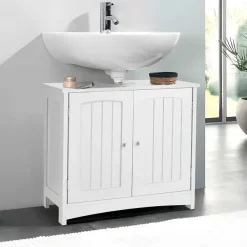 tectake Wastafelonderkast Jasper, 2 vakken, draagkracht 35 kg, Wit