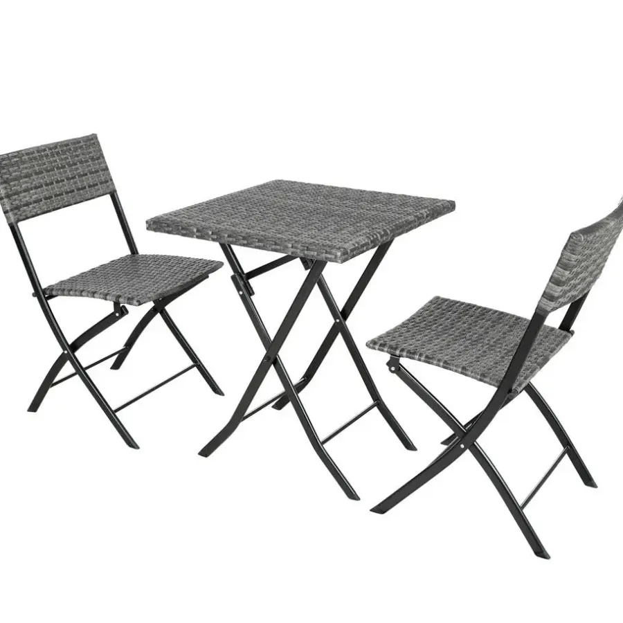 tectake Wicker balkonset Trevi, Grijs