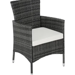 tectake Wicker bistroset Luzern 2+1 met kussenhoezen in 2 kleuren - Grijs