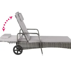tectake Wicker ligbed Cassis, Grijs