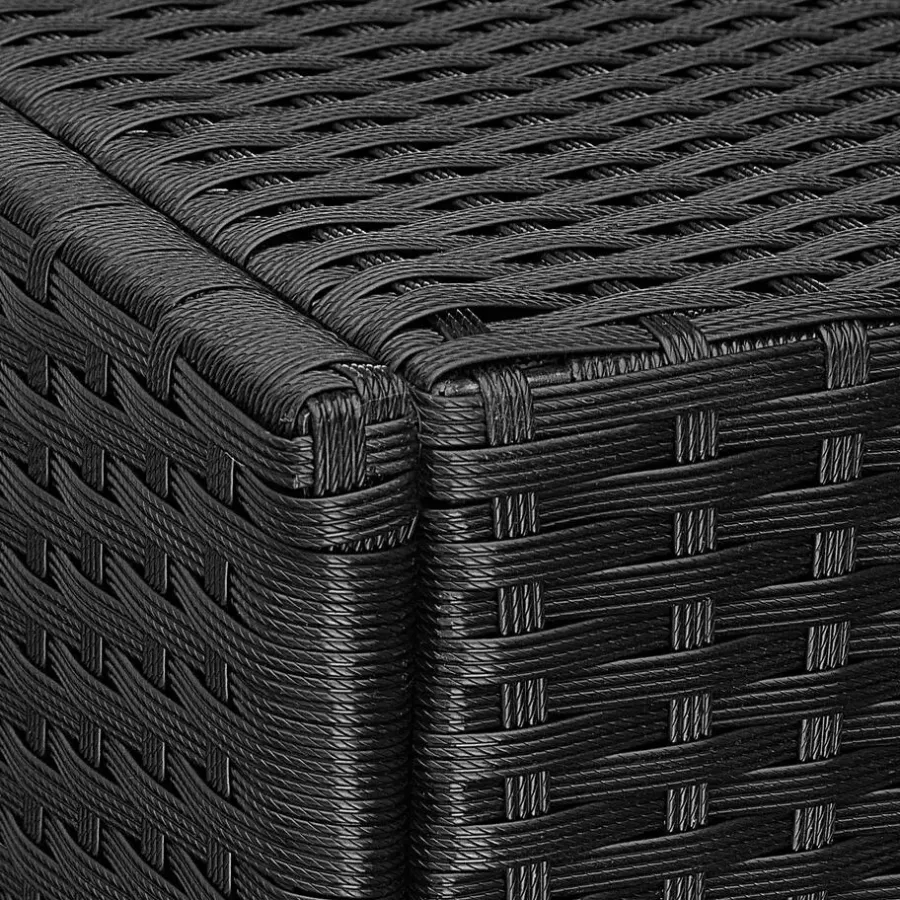 Ligbedden-tectake Wicker ligbed met wielen, Zwart/beige