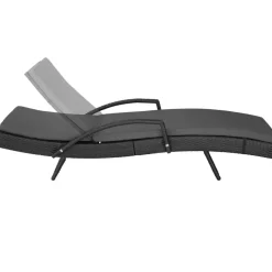 tectake Wicker ligbed Océane met aluminium frame, Zwart