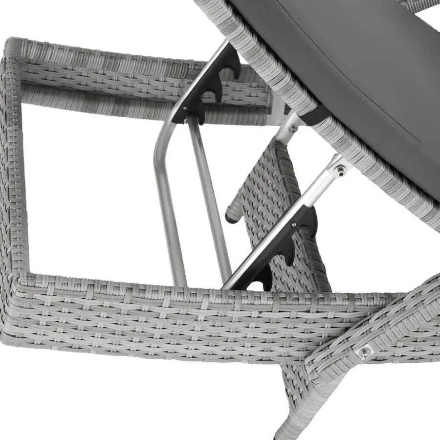 Ligbedden-tectake Wicker ligbed Océane met aluminium frame, Lichtgrijs