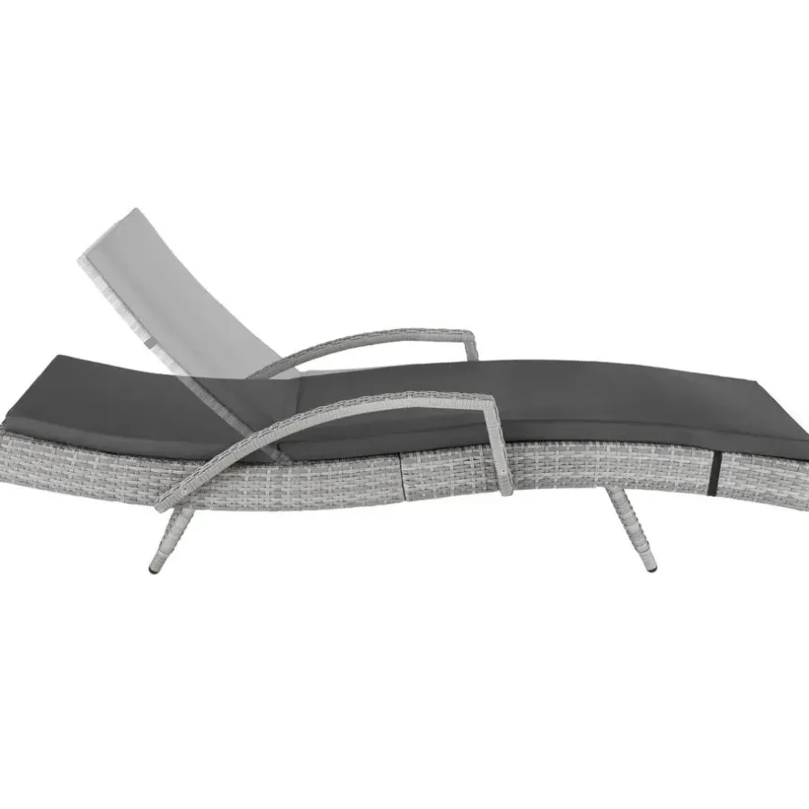 Ligbedden-tectake Wicker ligbed Océane met aluminium frame, Lichtgrijs