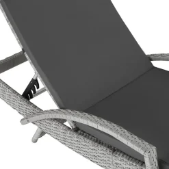 Ligbedden-tectake Wicker ligbed Océane met aluminium frame, Lichtgrijs