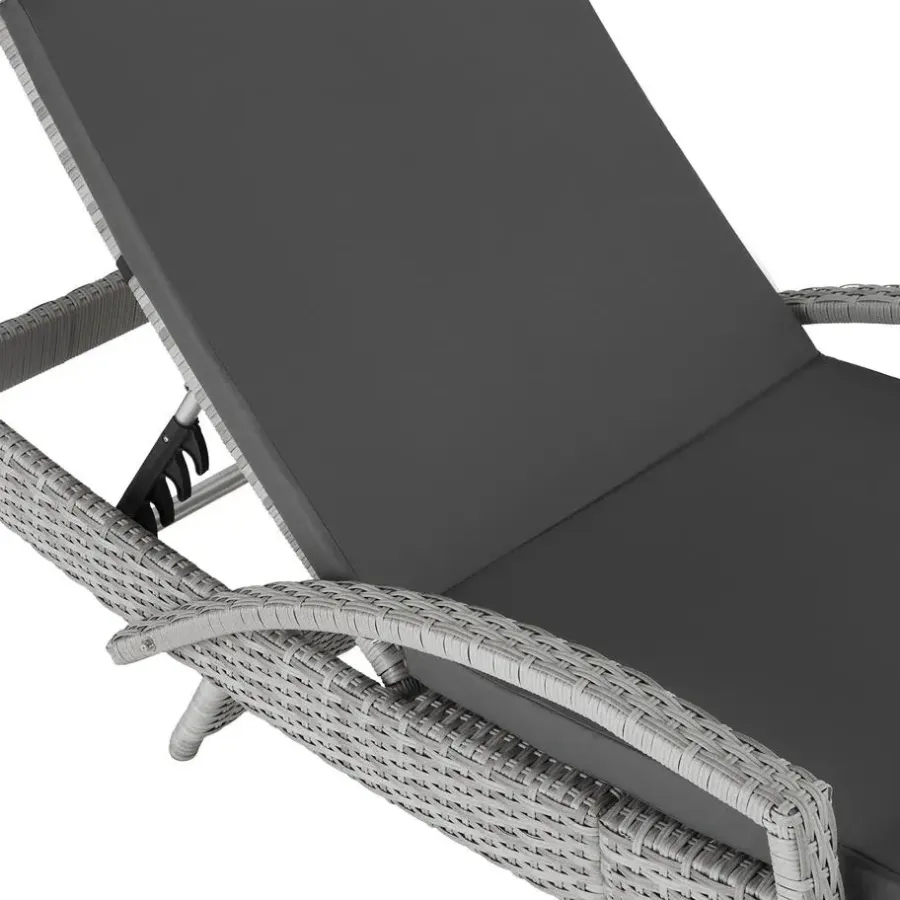 Ligbedden-tectake Wicker ligbed Océane met aluminium frame, Lichtgrijs