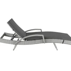 Ligbedden-tectake Wicker ligbed Océane met aluminium frame, Lichtgrijs