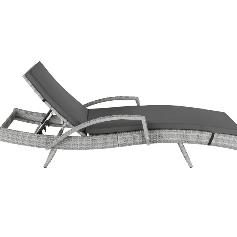 Ligbedden-tectake Wicker ligbed Océane met aluminium frame, Lichtgrijs
