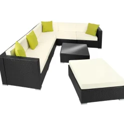 tectake Wicker loungeset met aluminium frame Marbella, Zwart