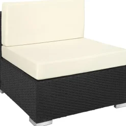 tectake Wicker loungeset met aluminium frame Marbella, Zwart
