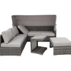 Loungesets-tectake Wicker loungeset San Marino met aluminium frame, Grijs