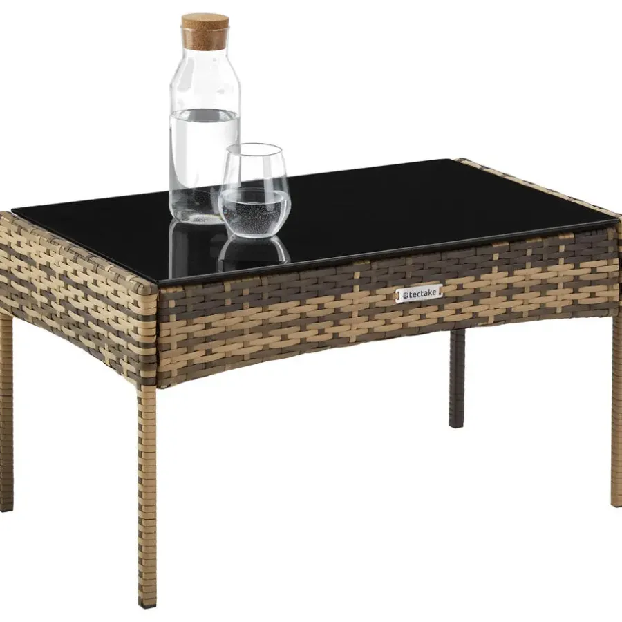Loungesets-tectake Wicker loungeset Palese voor 4 persone - Natuur