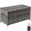 tectake Wicker opbergbox Kiruna met kunststof gaas, 120x55x61,5cm, 270l, Grijs