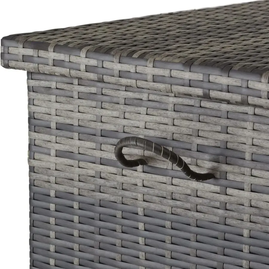 tectake Wicker opbergbox Kiruna met kunststof gaas, 120x55x61,5cm, 270l, Grijs
