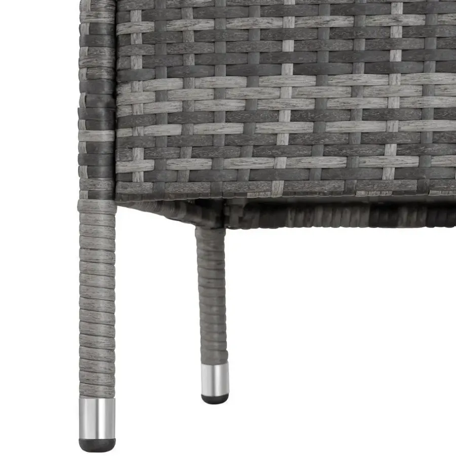 tectake Wicker tuinbank met tafel, Grijs/lichtgrijs