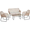 tectake Wicker zitgroep Molfetta XL voor 4 personen, Natuur