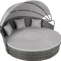 tectake Wicker zonne-eiland Santorini, Grijs
