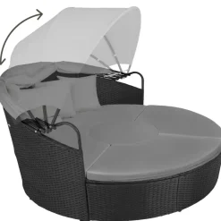 Ligbedden-tectake Wicker zonne-eiland Santorini, Zwart