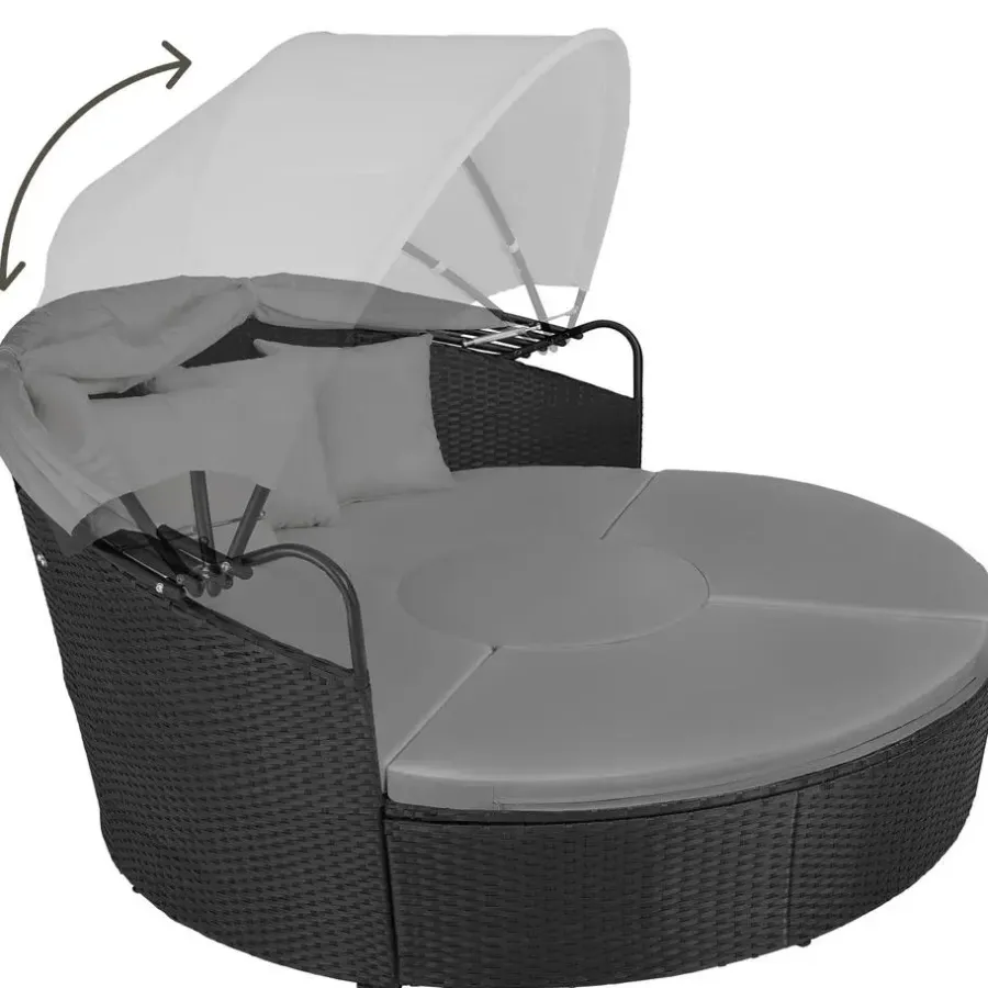 Ligbedden-tectake Wicker zonne-eiland Santorini, Zwart