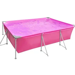 tectake Zwembad rechthoekig met filterpomp 300 x 207 x 70 cm, Pink
