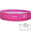 Zwembaden En Accessoires-tectake Zwembad rond met stalen frame en filterpomp Ø 360 x 76 cm, Pink