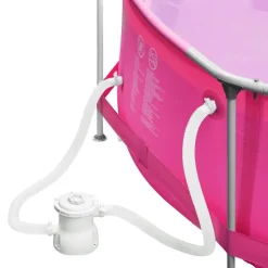 Zwembaden En Accessoires-tectake Zwembad rond met stalen frame en filterpomp Ø 360 x 76 cm, Pink